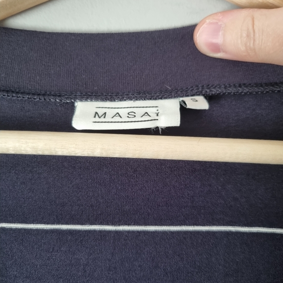 MASAI Navy White Stripe Wrap Top Size Small - Picture 9 of 11